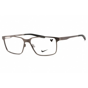 Nike Men's Eyeglasses - Full Rim Clear Lens Silver Metal Rectangular Frame | 8048 071