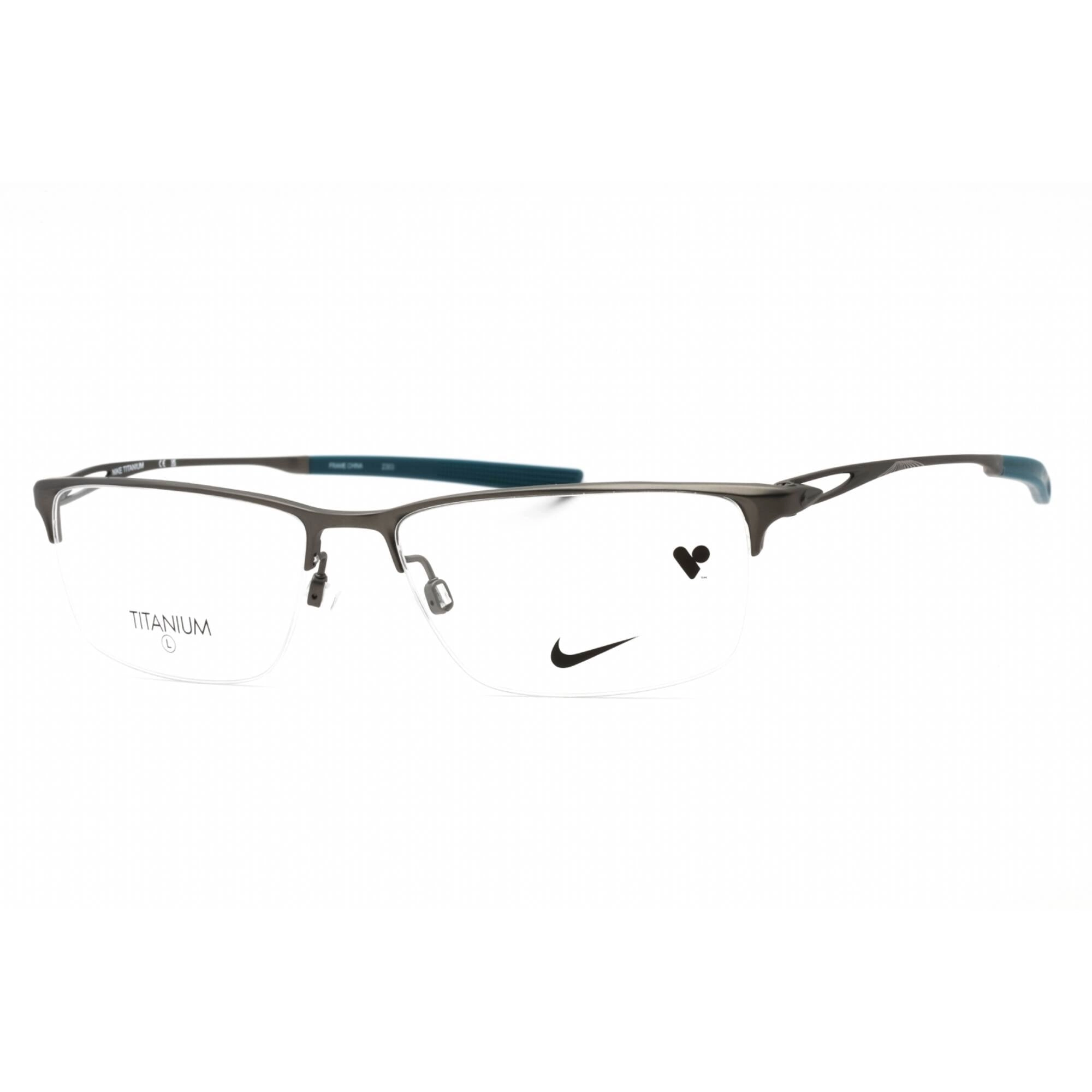 Nike Men's Eyeglasses - Satin Gunmetal/Space Blue Rectangular Frame | NIKE 6064 074