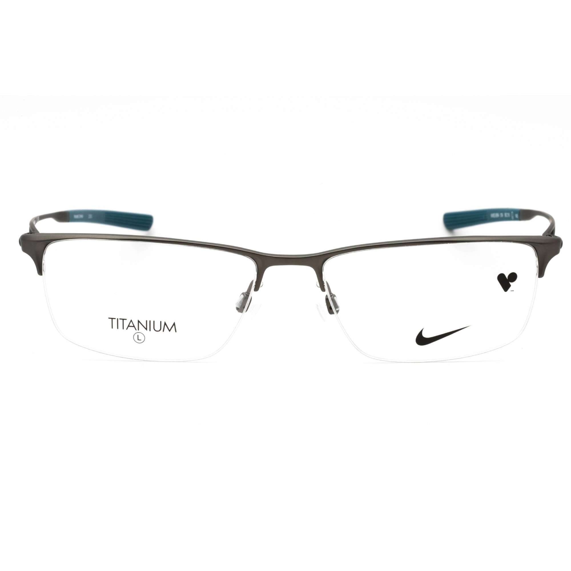 Nike Men's Eyeglasses - Satin Gunmetal/Space Blue Rectangular Frame | NIKE 6064 074