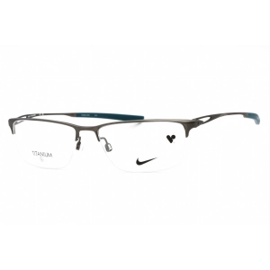 Nike Men's Eyeglasses - Satin Gunmetal/Space Blue Rectangular Frame | NIKE 6064 074