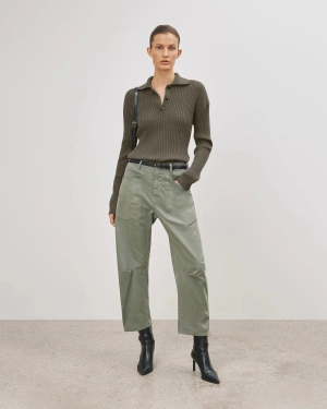 Nili Lotan - Army Green Ramona Polo Sweater
