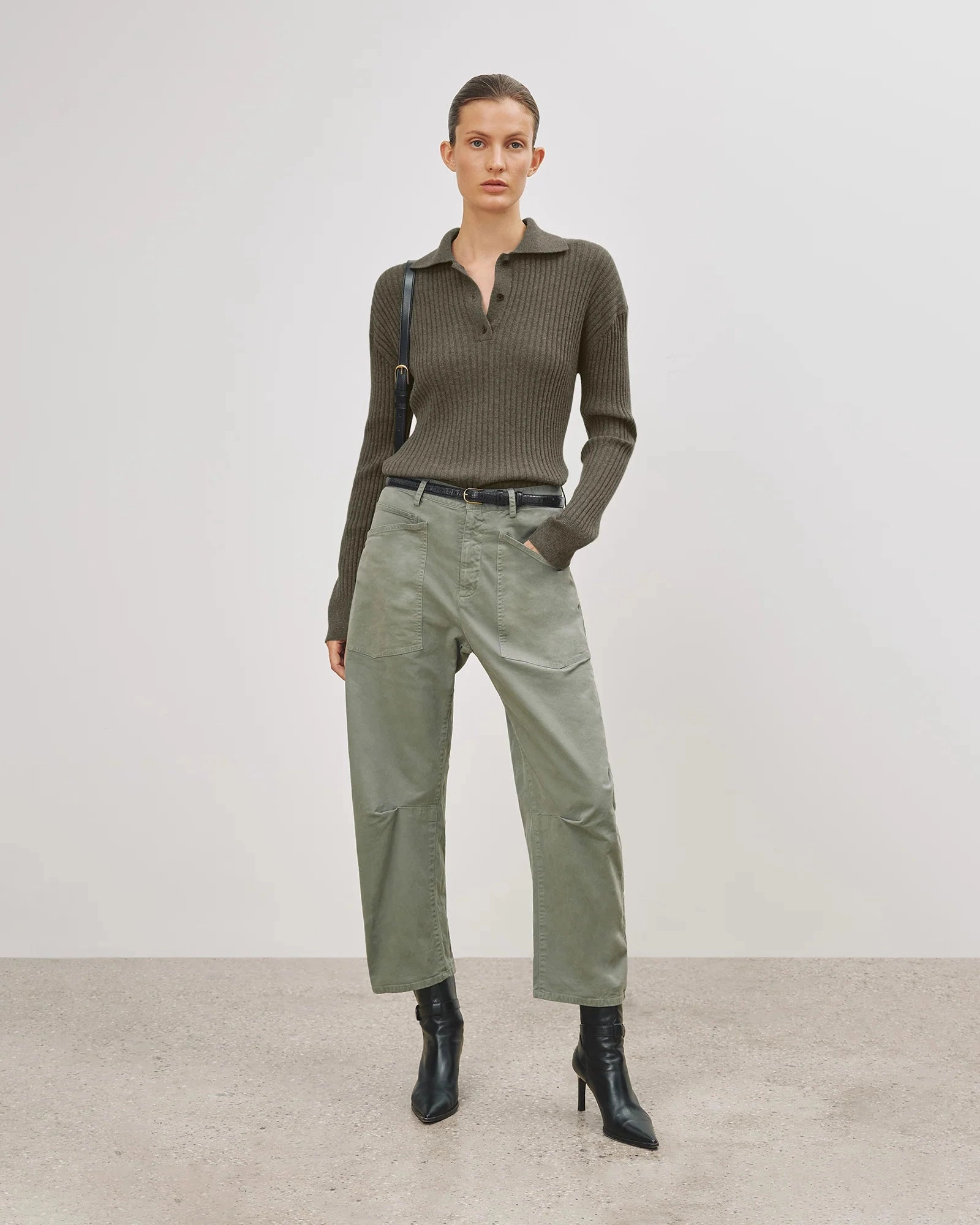 Nili Lotan - Army Green Ramona Polo Sweater