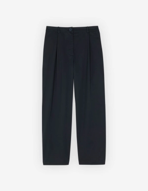 One Pleat Cropped Pants Dark Navy