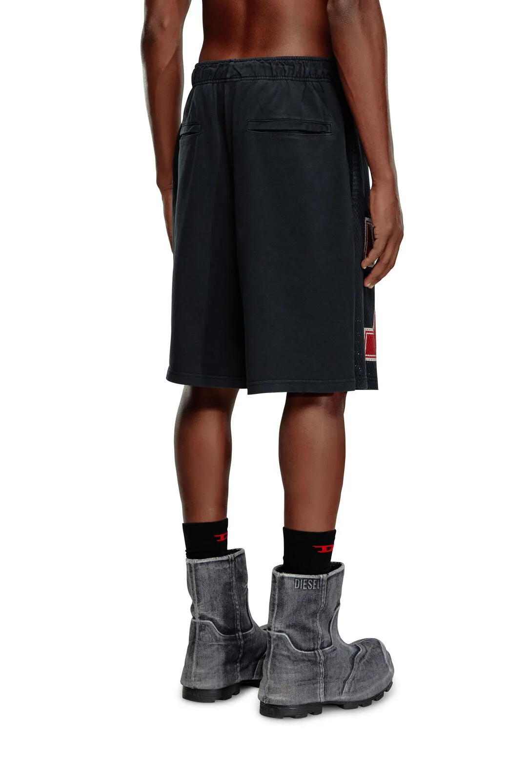 P-Tain-Short Mesh-trimmed shorts with collegiate logo
