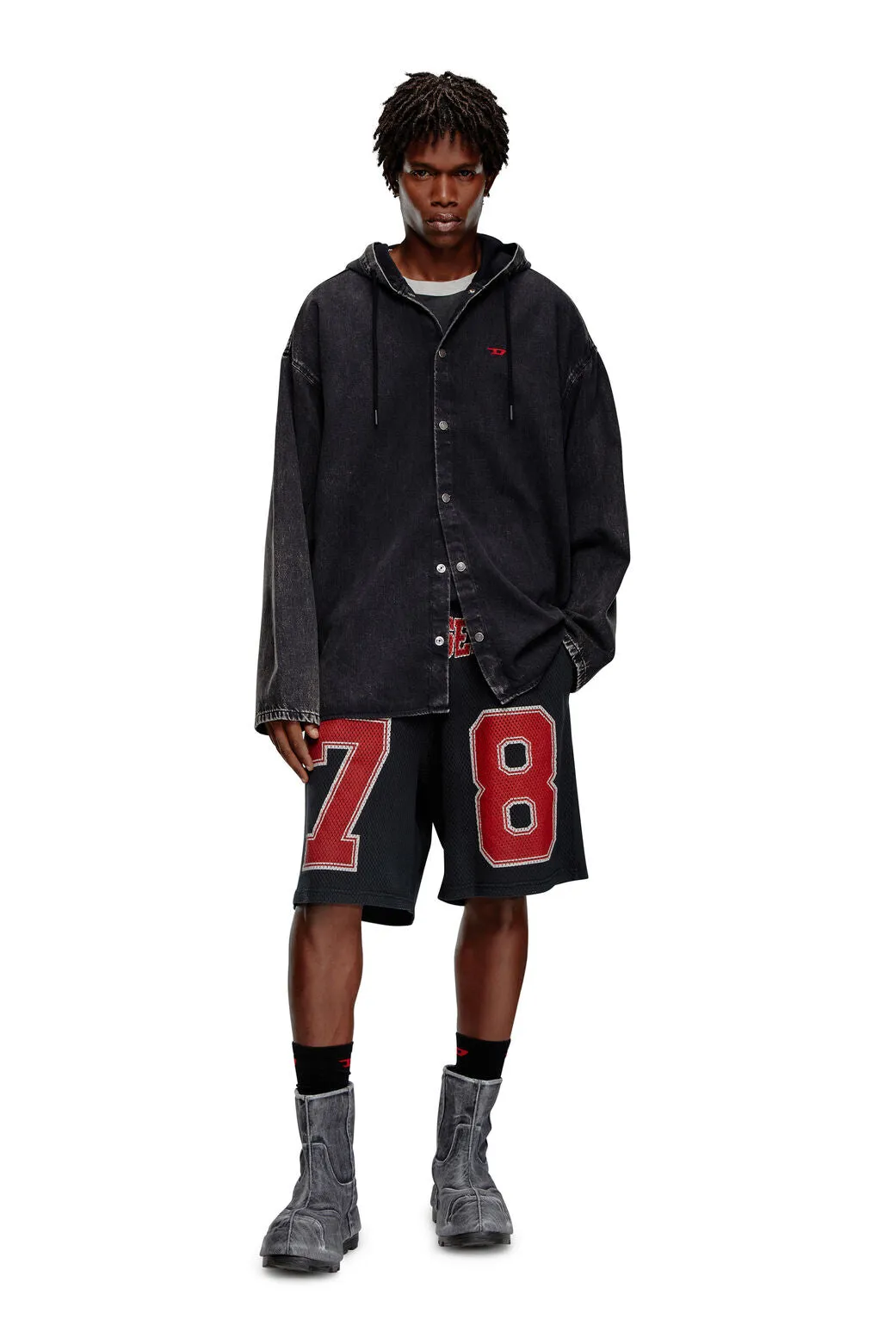 P-Tain-Short Mesh-trimmed shorts with collegiate logo