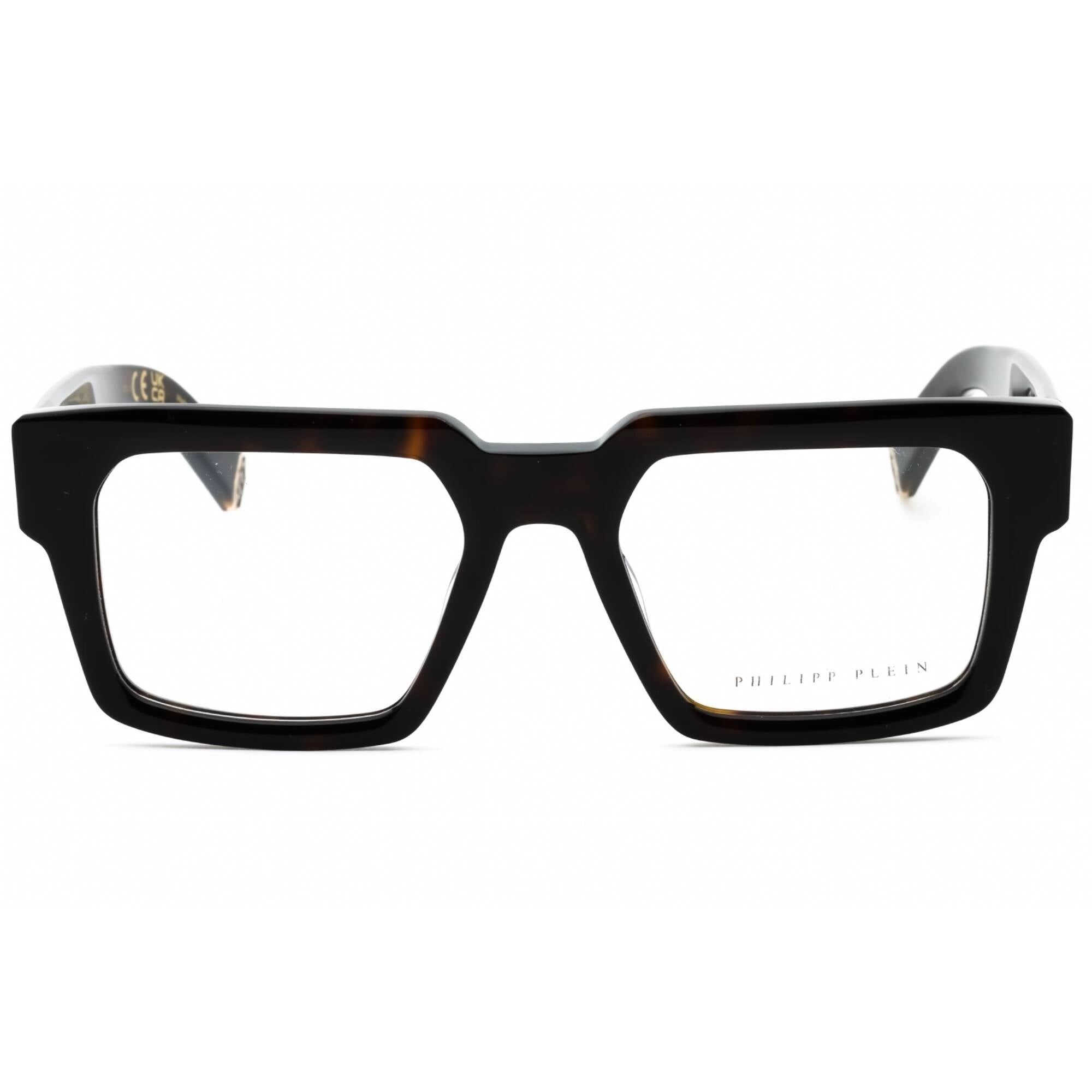 Philipp Plein Men's Eyeglasses - Shiny Dark Havana Plastic Square Frame | VPP156M 0722