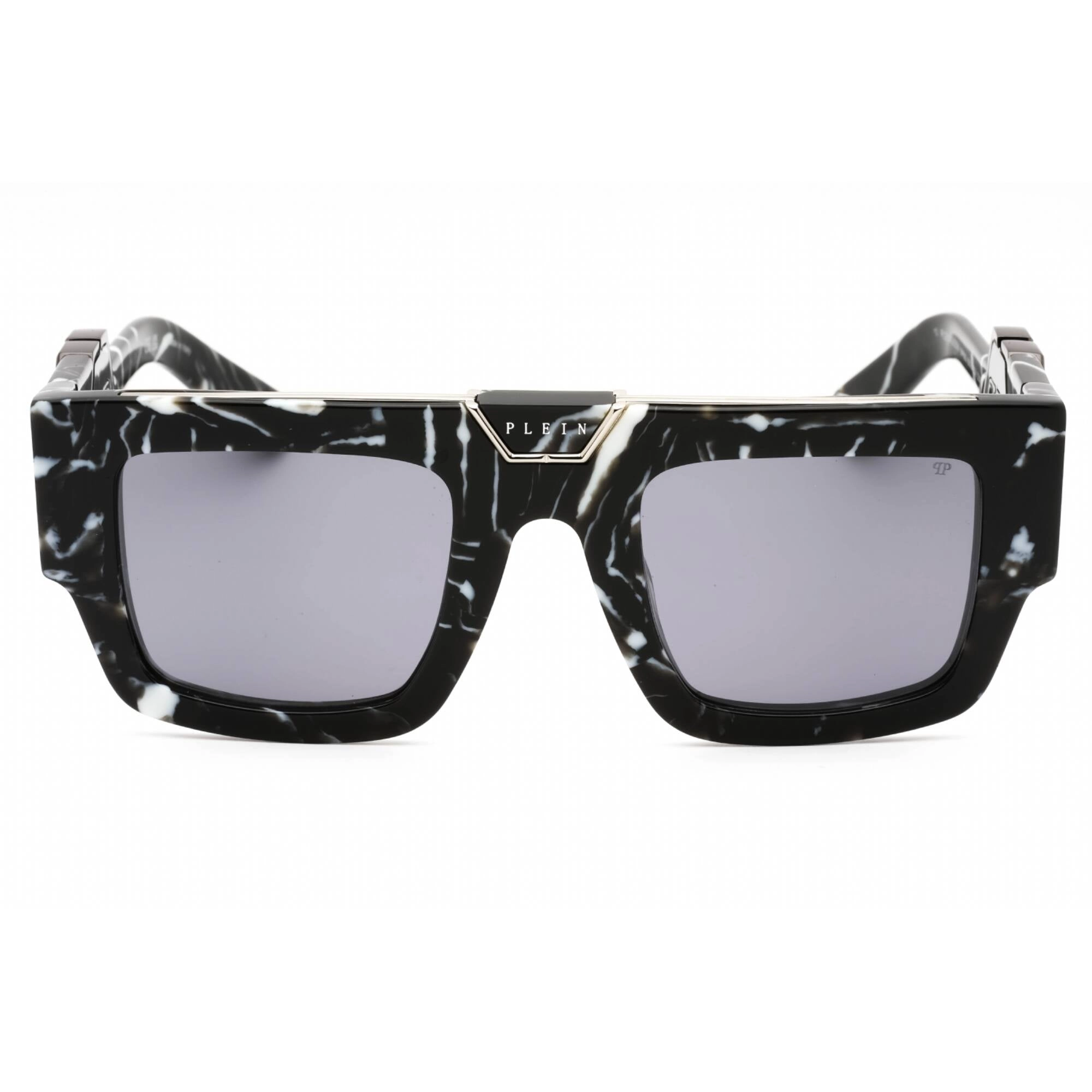 Philipp Plein Men's Sunglasses - Marbled Black Acetate Square Frame | SPP092M Z21G