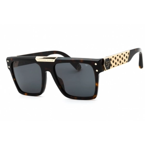 Philipp Plein Men's Sunglasses - Shiny Dark Havana Plastic Browline | SPP080 0722