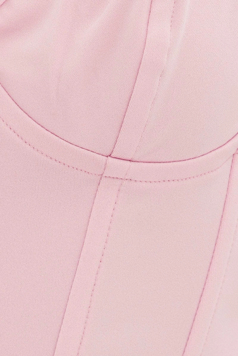 Pink Corset Singlet Sleeveless Sweetheart Neck