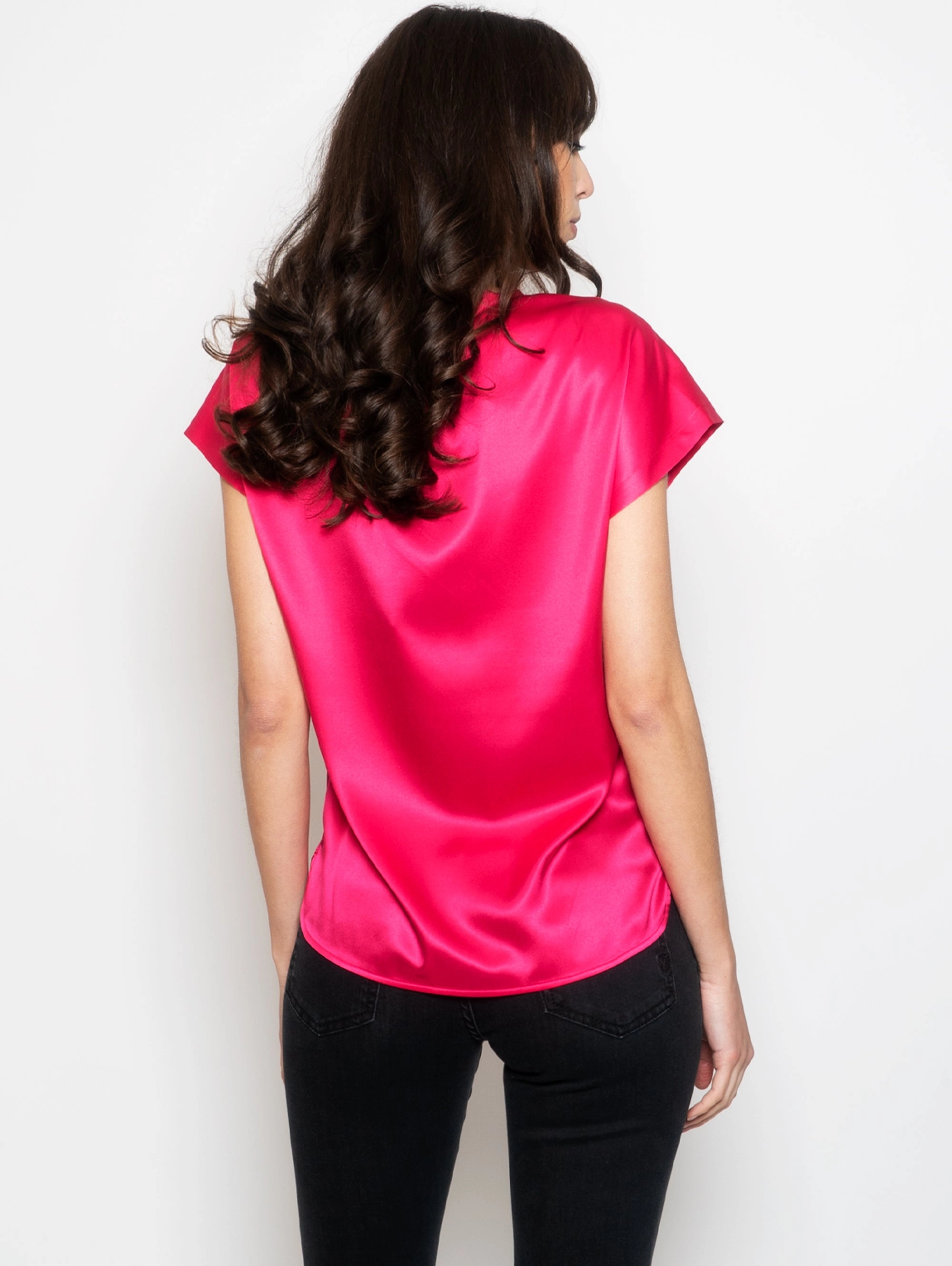 Pink Stretch Satin Blouse