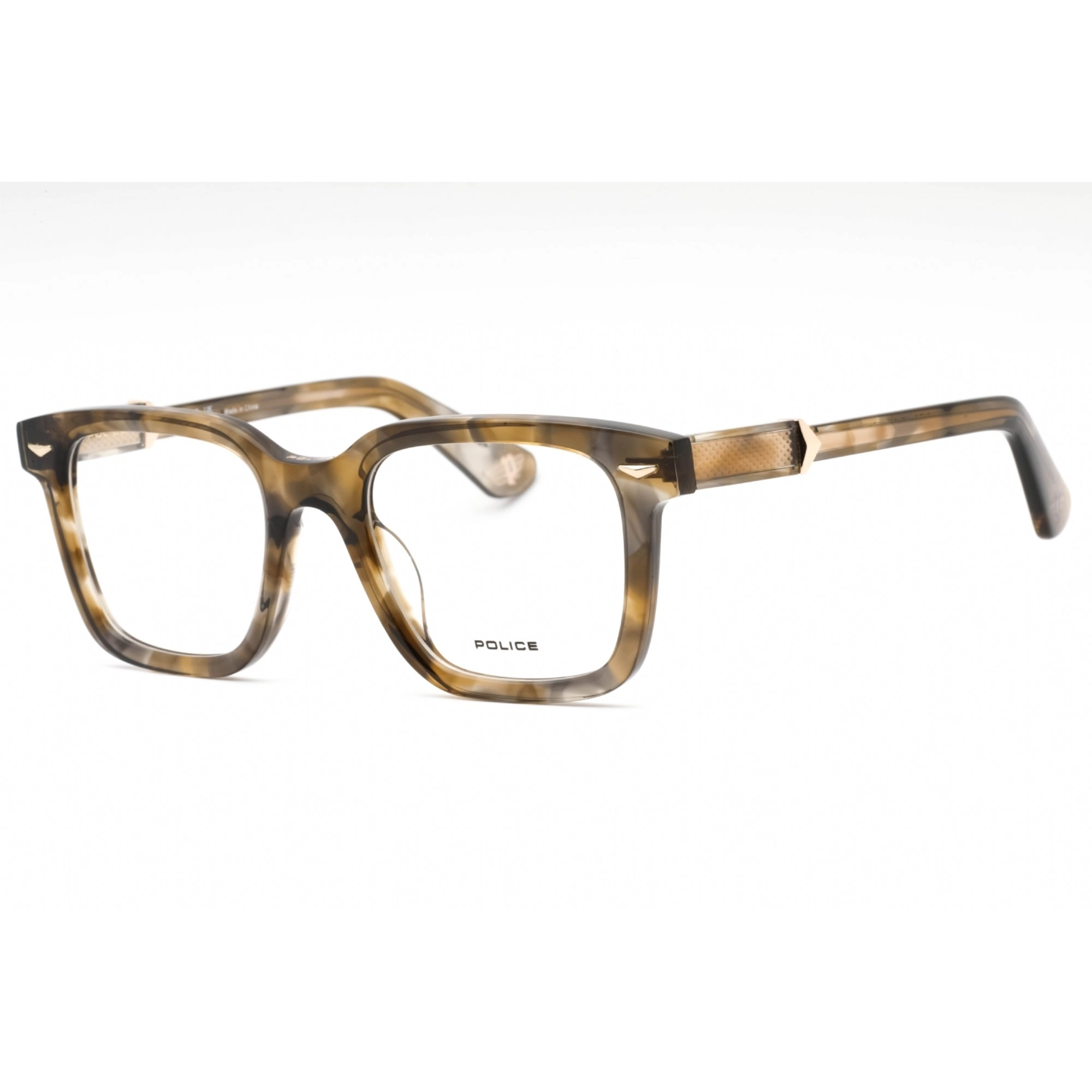 Police Men's Eyeglasses - Tortoise Plastic Square Shape Full Rim Frame | VPLG80 0KHA