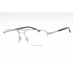 Porsche Men's Eyeglasses - Palladium Silver Metal Rectangular Half Rim Frame | P8398 B