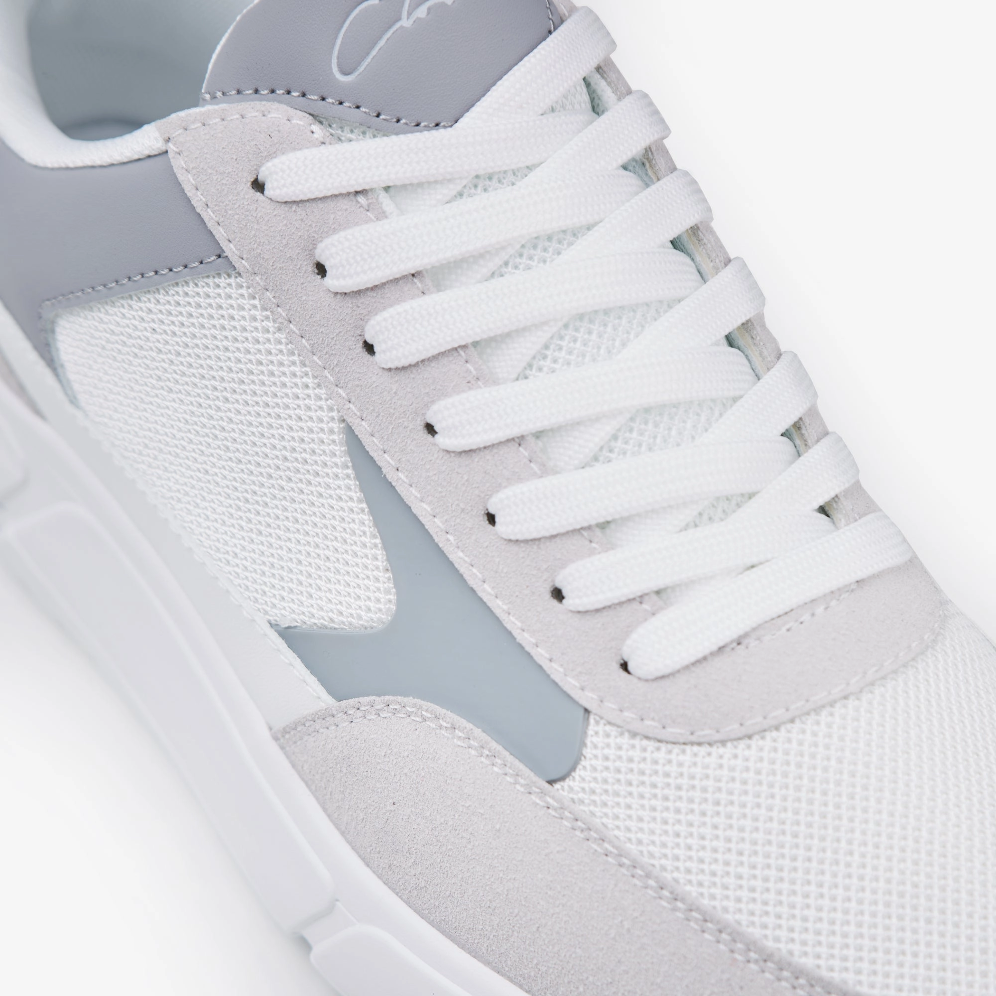 Premium Mesh Runner | White Grey