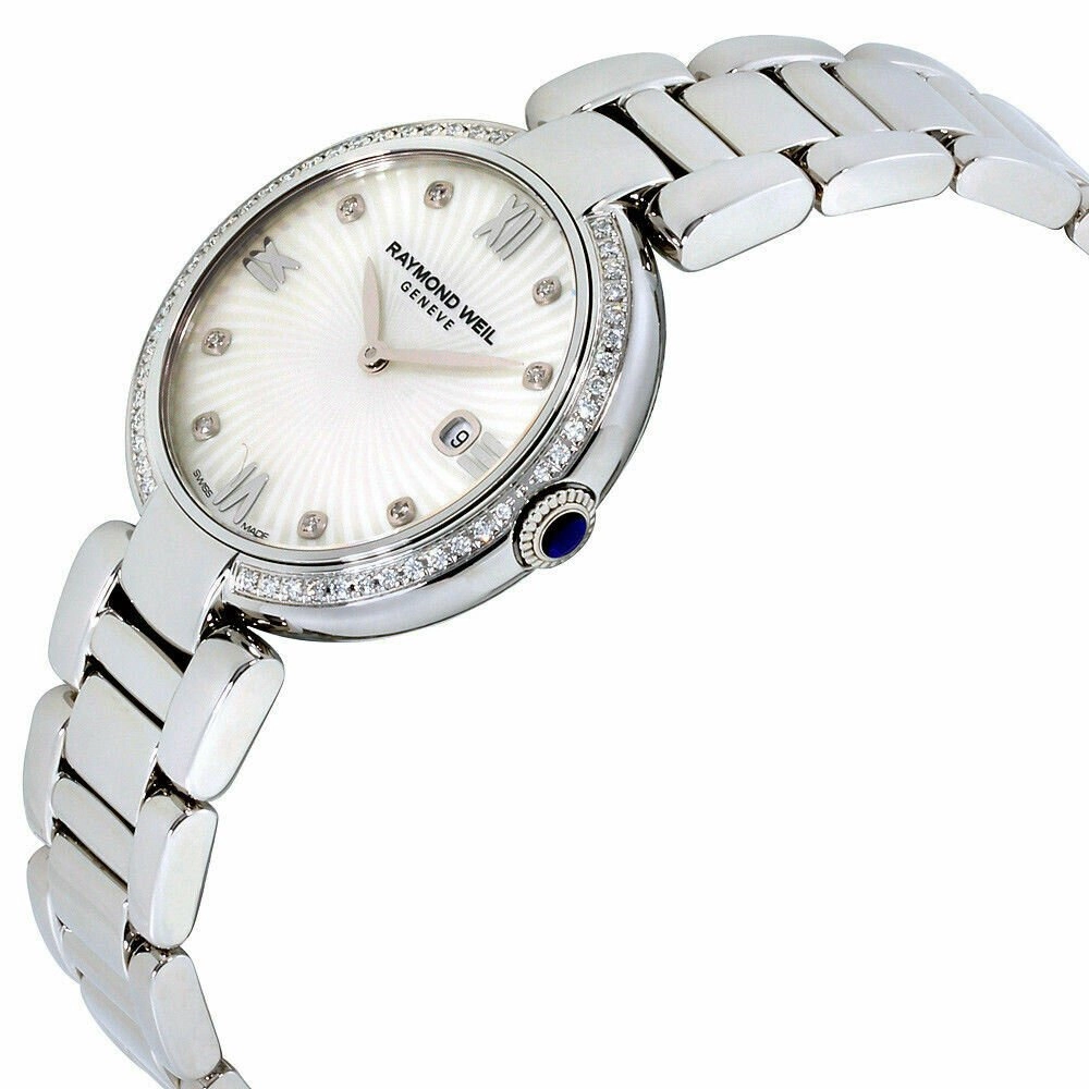 Raymond Weil Shine Stainless Steel Quartz White Mother-of-Pearl Sunburst Women's Watch 1600-STS-00995