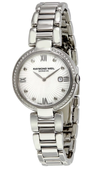 Raymond Weil Shine Stainless Steel Quartz White Mother-of-Pearl Sunburst Women's Watch 1600-STS-00995