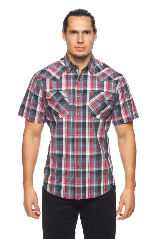 RODEO CLOTHING MEN'S PLAID SHORT SLEEVE SNAP PS400S-402