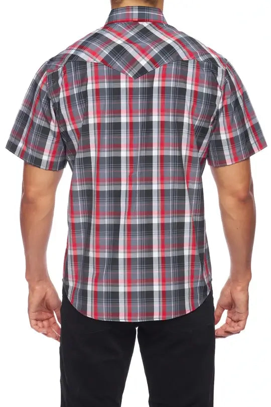 RODEO CLOTHING MEN'S PLAID SHORT SLEEVE SNAP PS400S-402