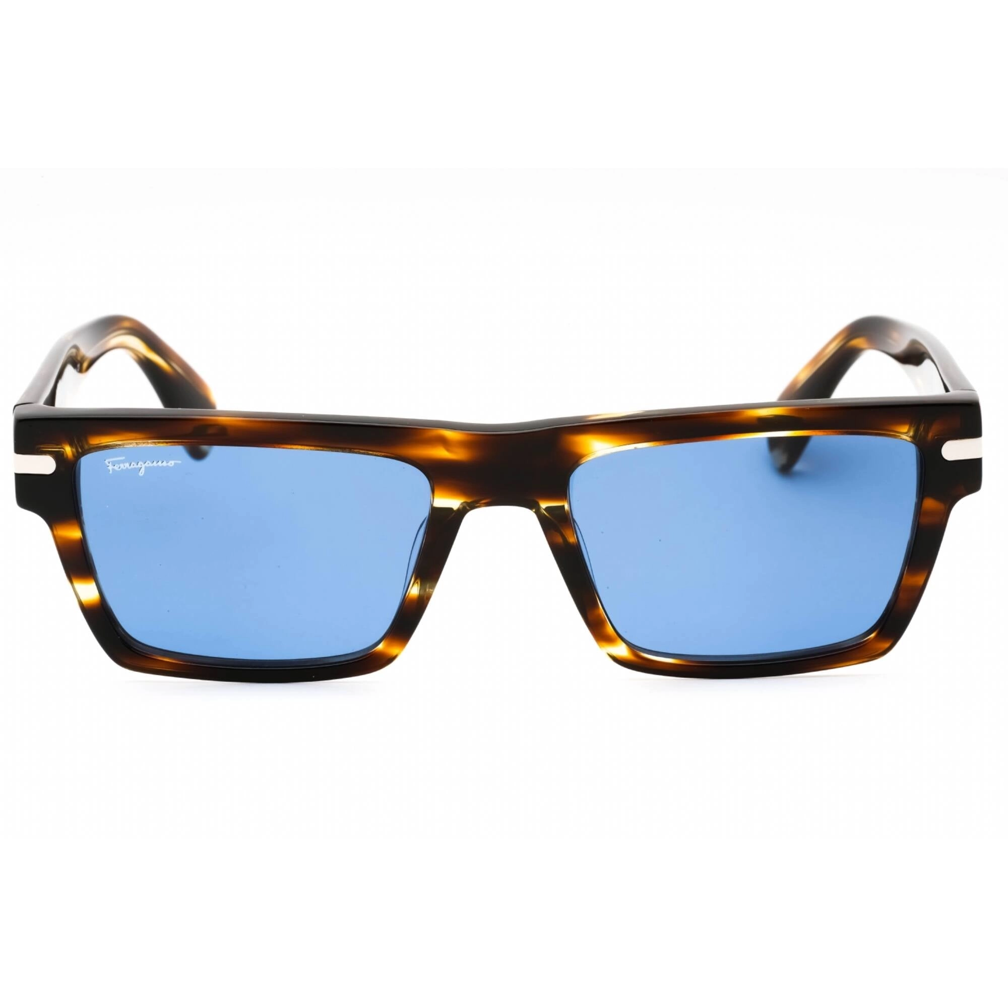 Salvatore Ferragamo Men's Sunglasses - Striped Brown Frame Blue Lens | SF1086S 216