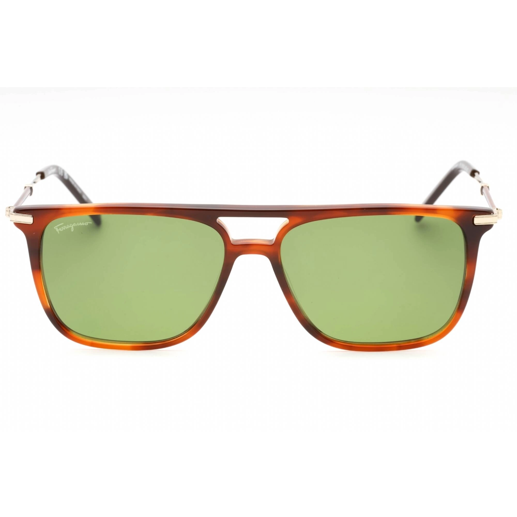 Salvatore Ferragamo Men's Sunglasses - Striped Brown Plastic Square Frame | SF966S 216