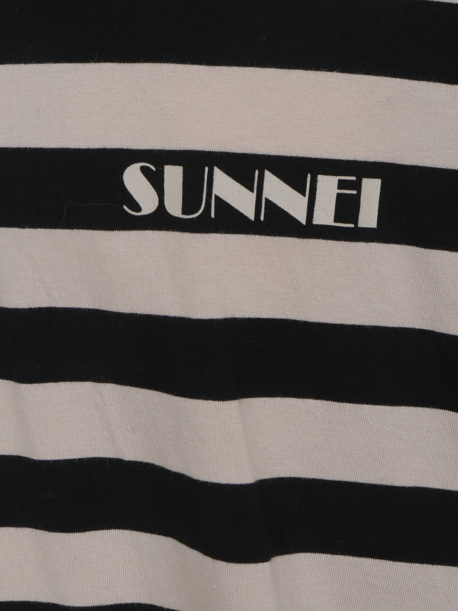 Sunnei Striped Logo Printed Crewneck T-Shirt