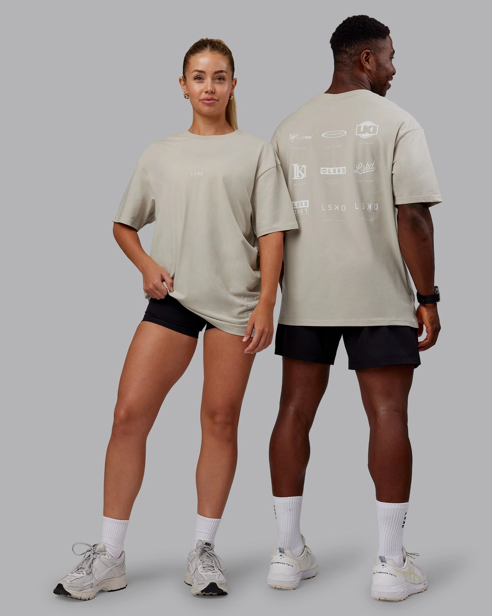 Timeline FLXCotton Oversized Tee - Shale Beige-White