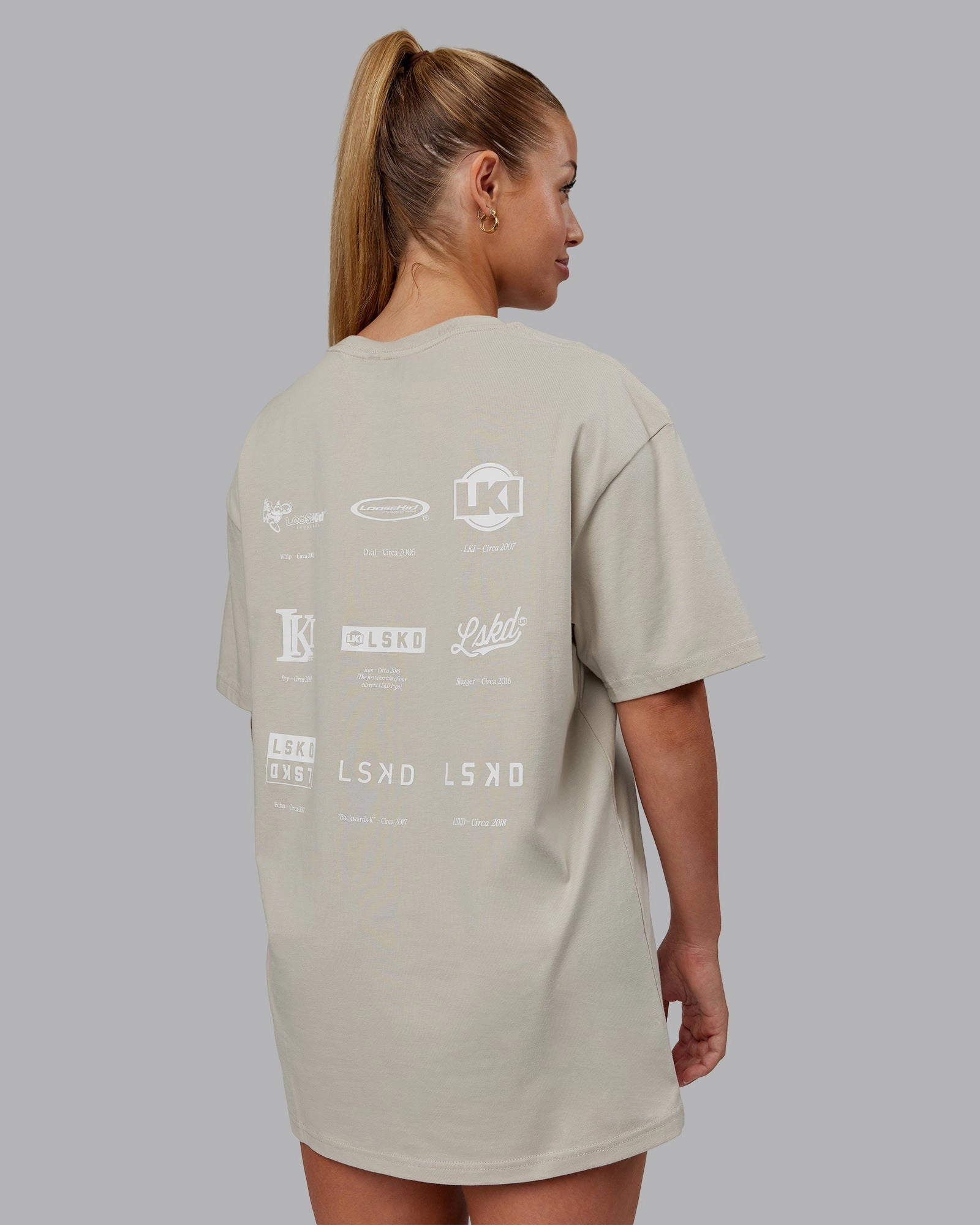Timeline FLXCotton Oversized Tee - Shale Beige-White
