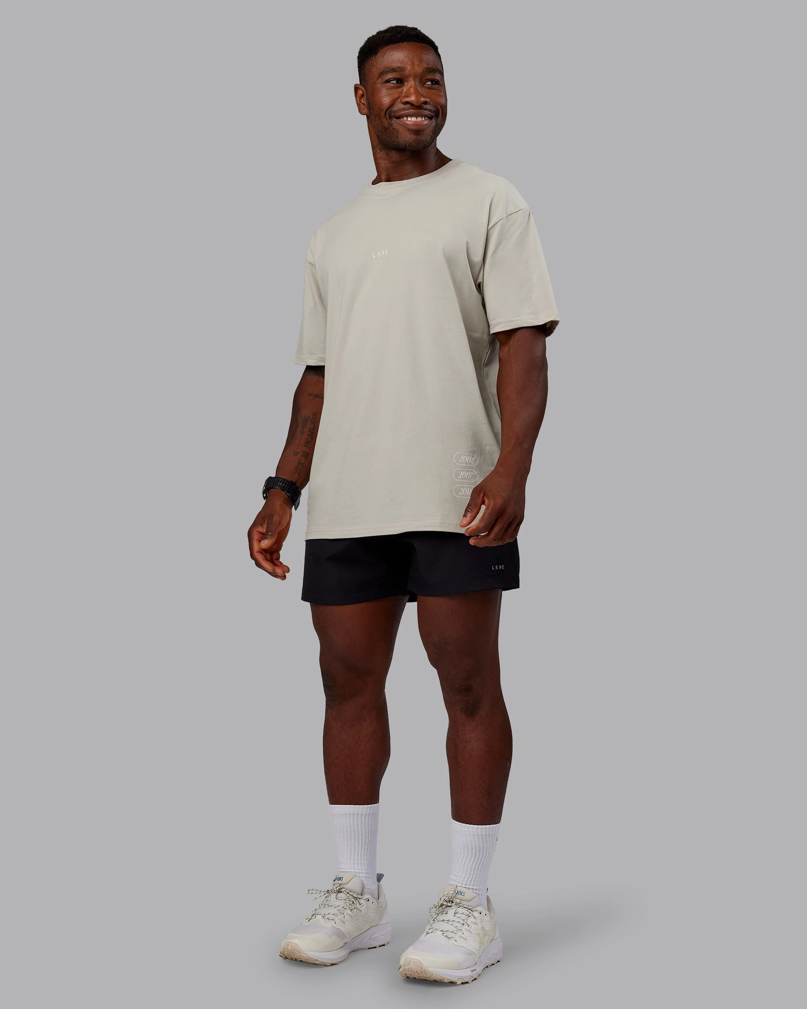 Timeline FLXCotton Oversized Tee - Shale Beige-White