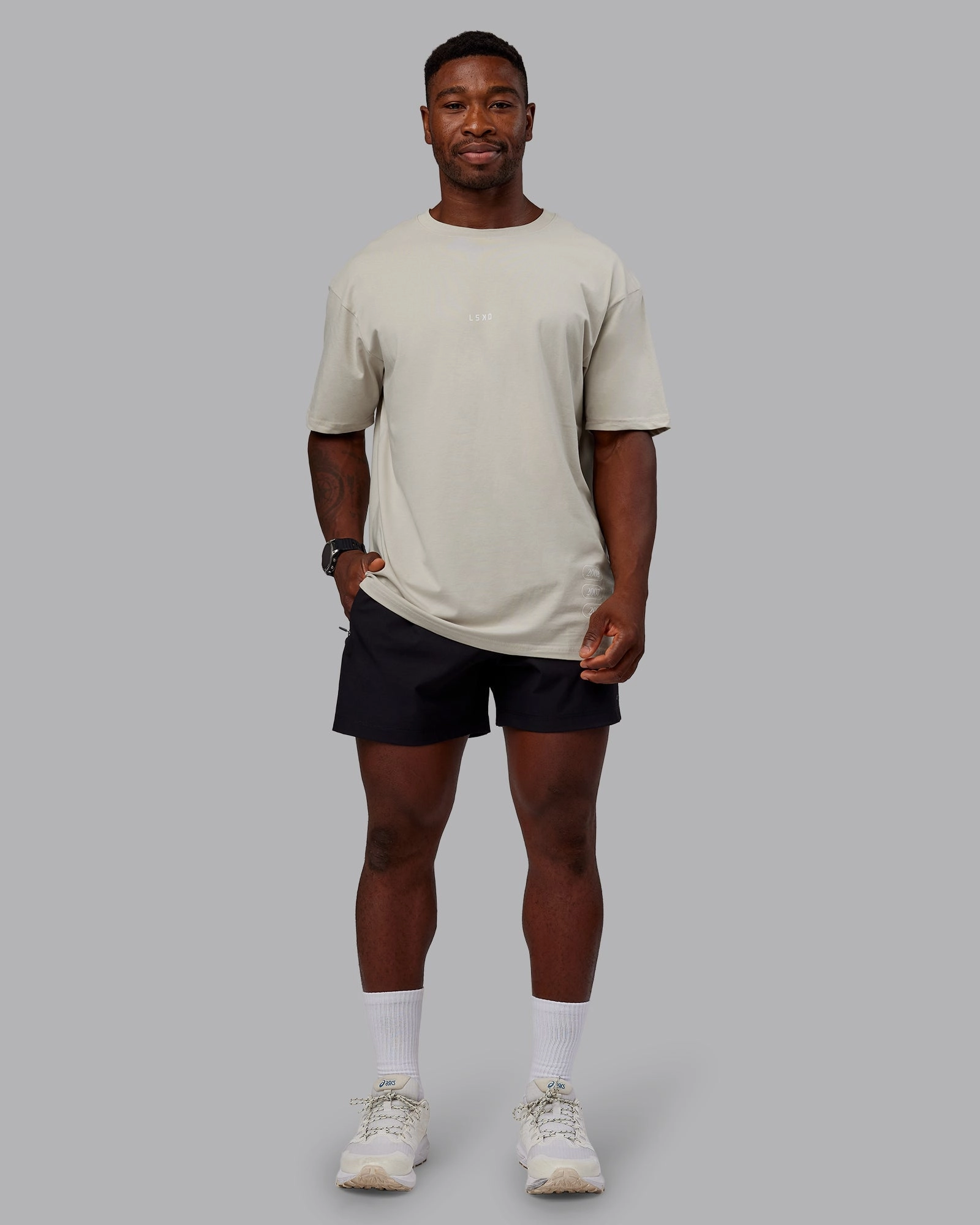 Timeline FLXCotton Oversized Tee - Shale Beige-White