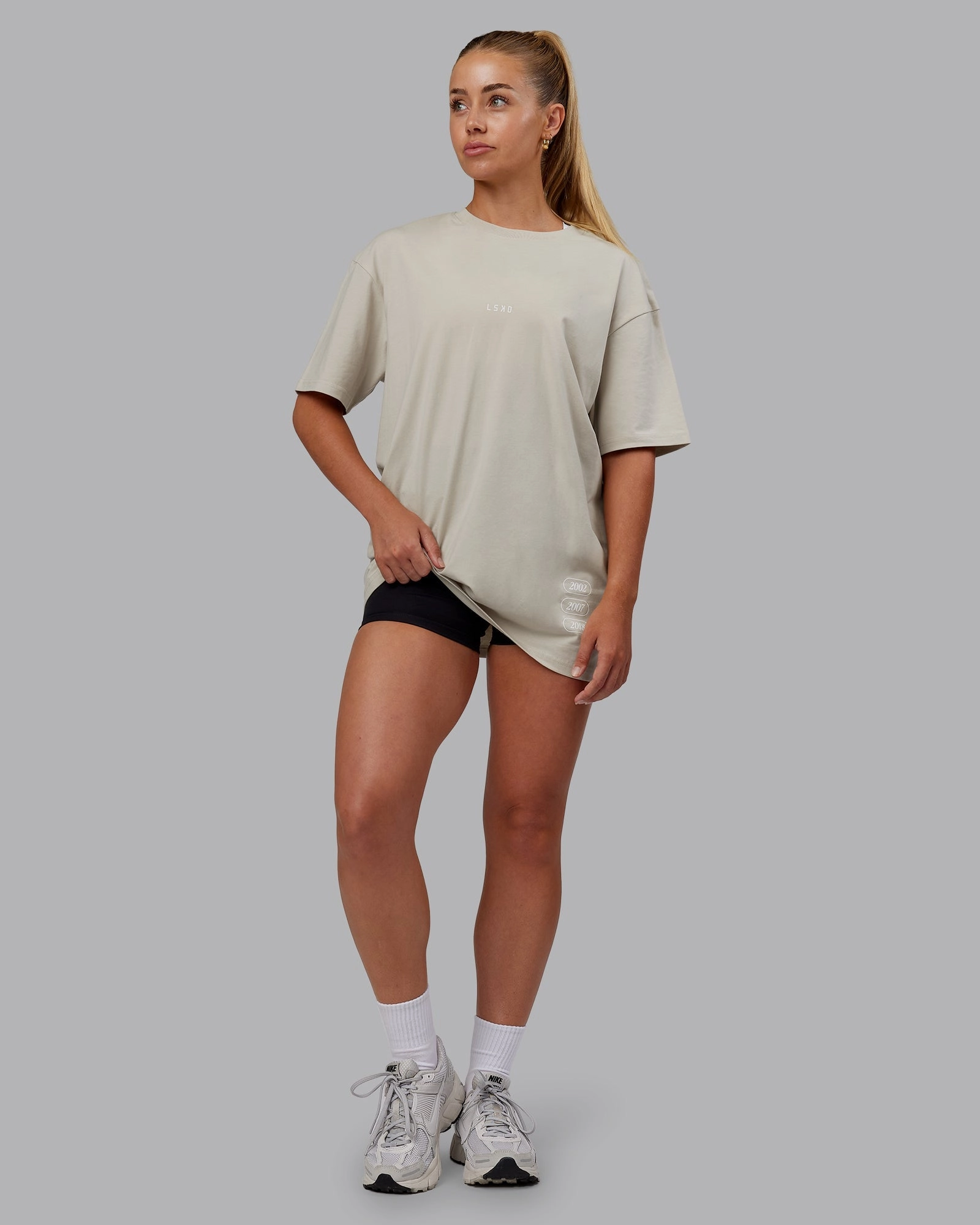 Timeline FLXCotton Oversized Tee - Shale Beige-White