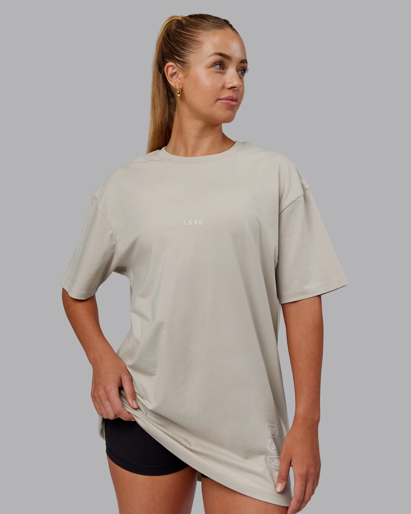Timeline FLXCotton Oversized Tee - Shale Beige-White