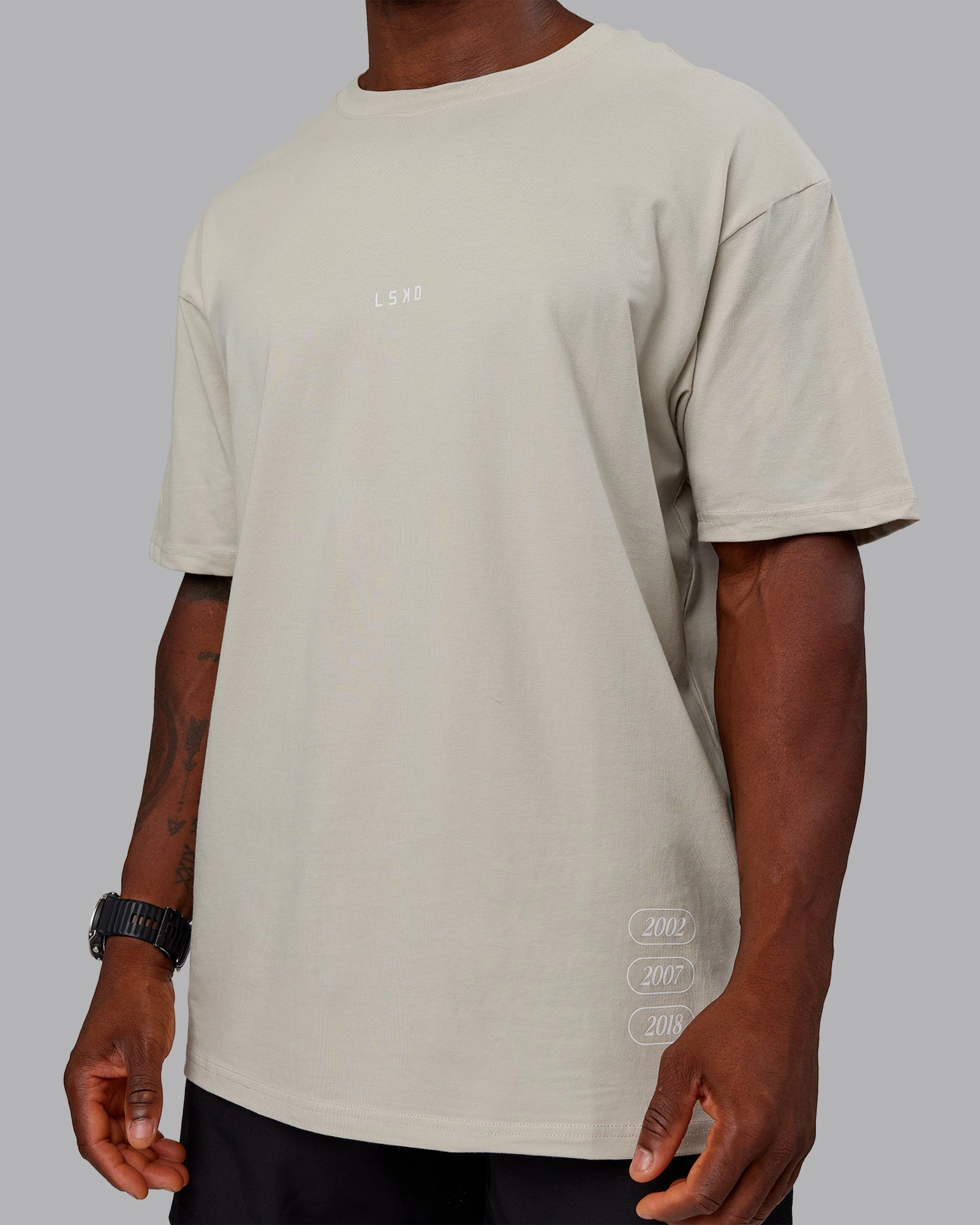 Timeline FLXCotton Oversized Tee - Shale Beige-White