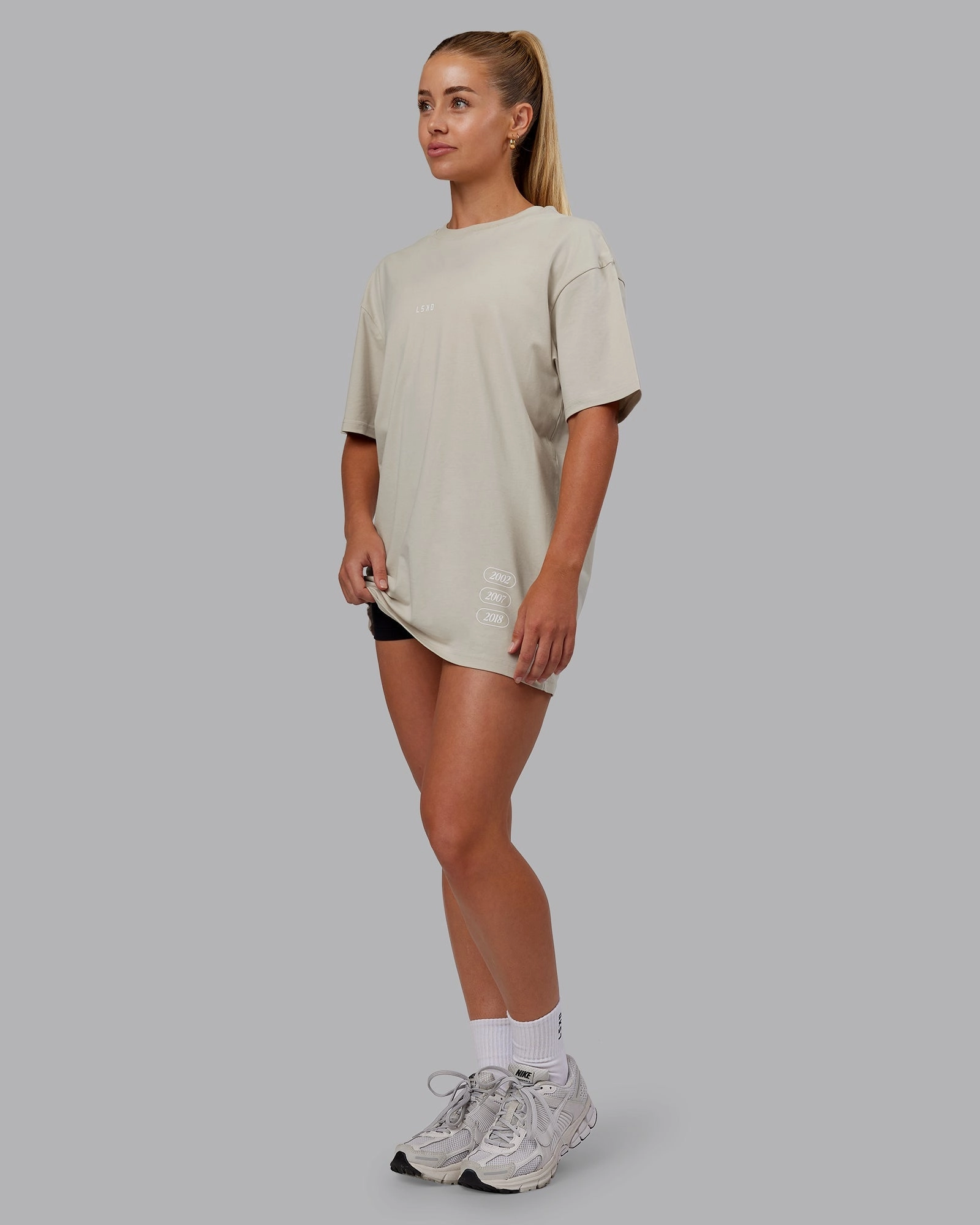 Timeline FLXCotton Oversized Tee - Shale Beige-White