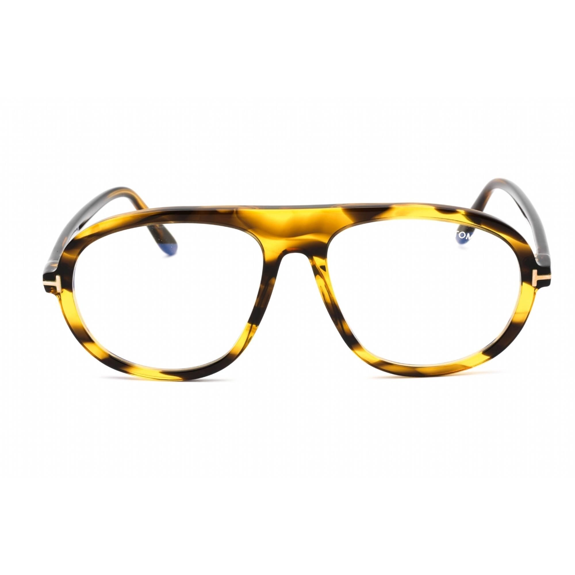 Tom Ford Men's Eyeglasses - Colored Havana Plastic Aviator Shape Frame | FT5755-B 055