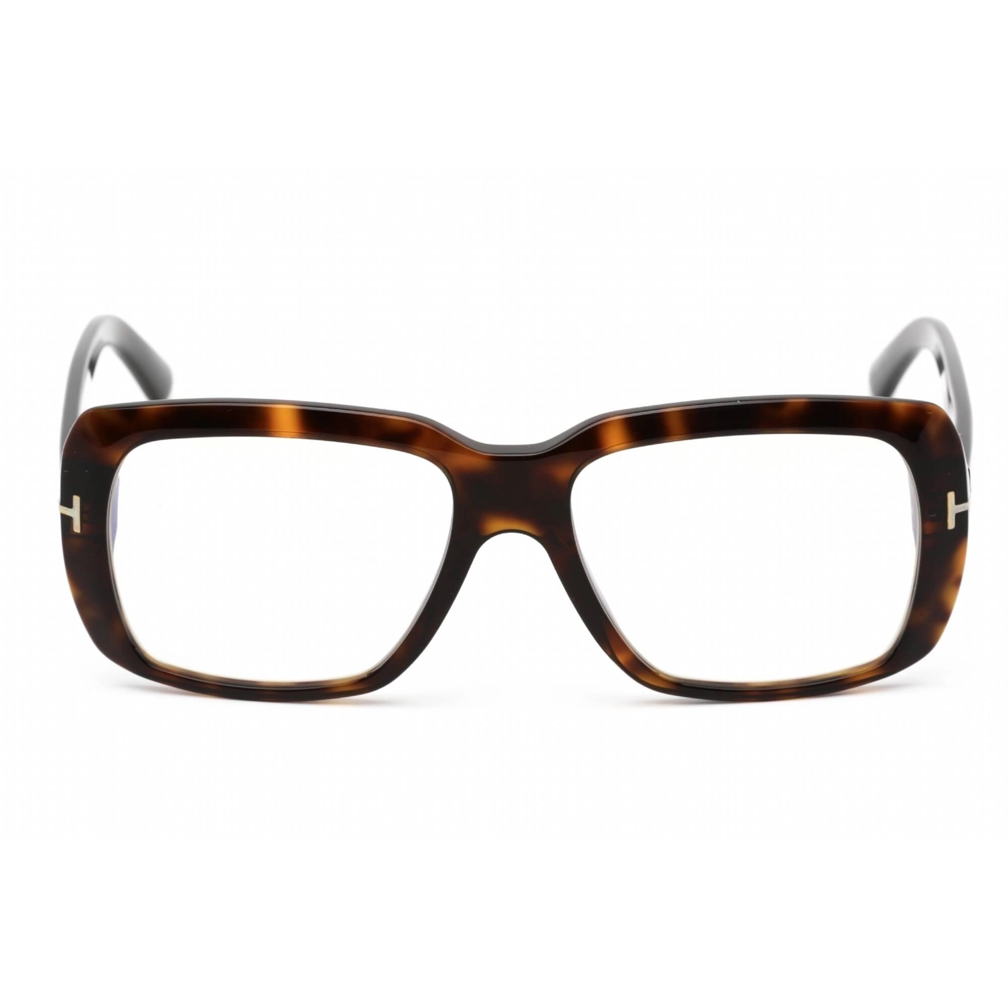 Tom Ford Men's Eyeglasses - Rectangular Shape Dark Havana Plastic Frame | FT5822-B 052