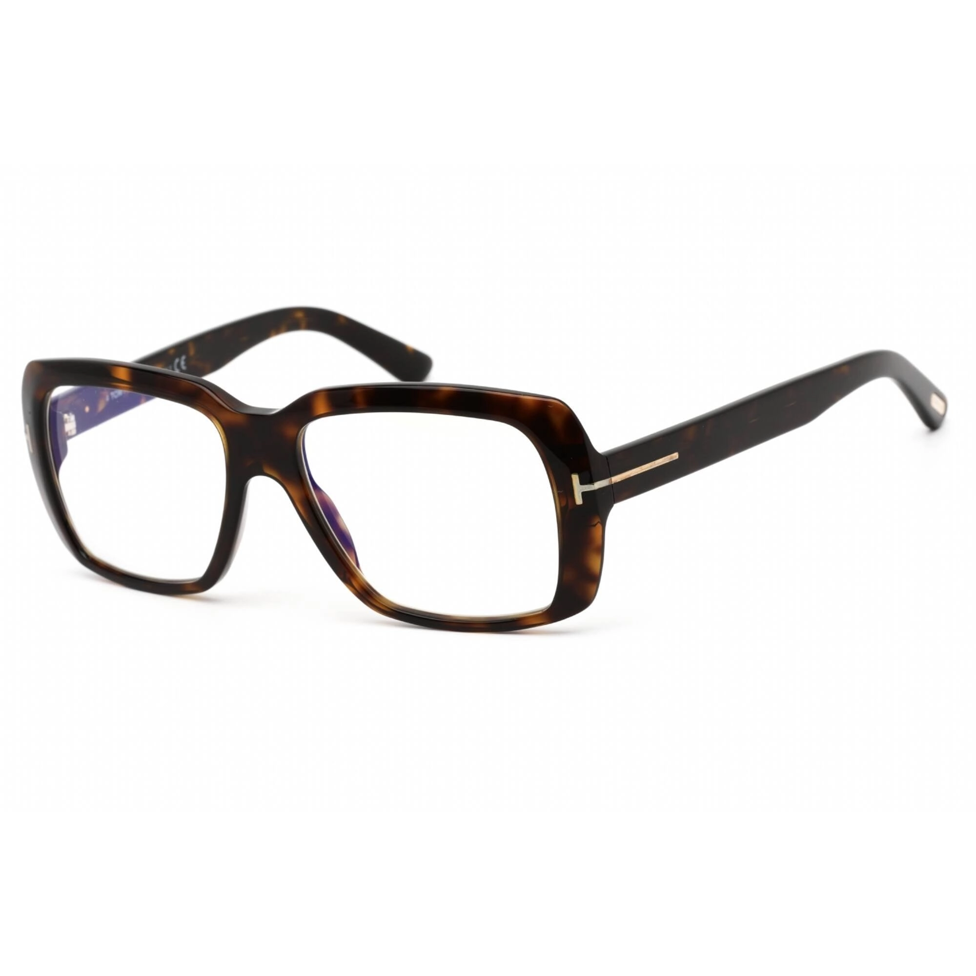 Tom Ford Men's Eyeglasses - Rectangular Shape Dark Havana Plastic Frame | FT5822-B 052