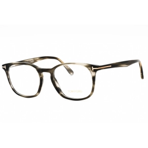 Tom Ford Men's Eyeglasses - Shiny Striped Black Oval Plastic Frame | FT5505 005