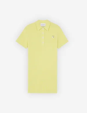 Tonal Fox Head Patch Polo Dress Lemon