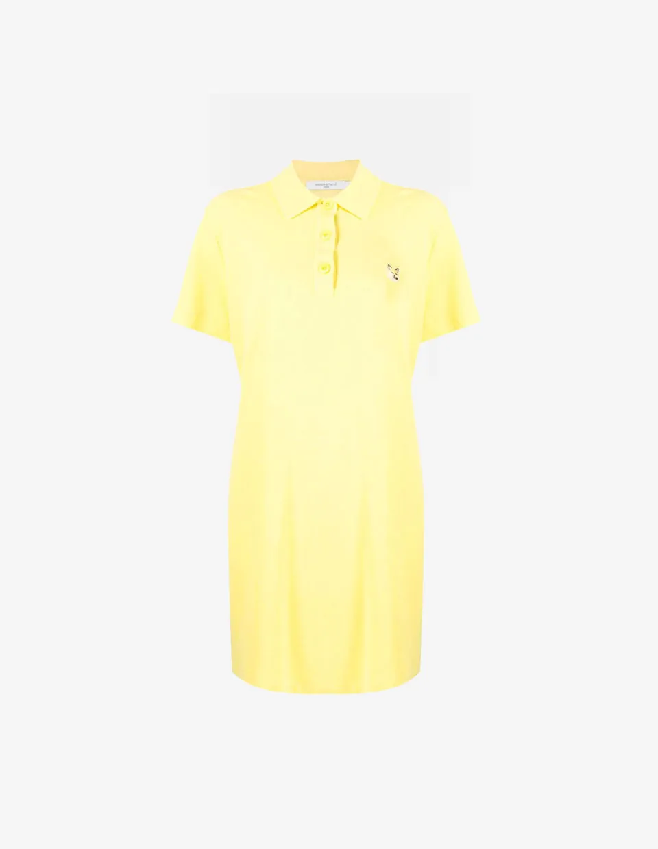 Tonal Fox Head Patch Polo Dress Lemon