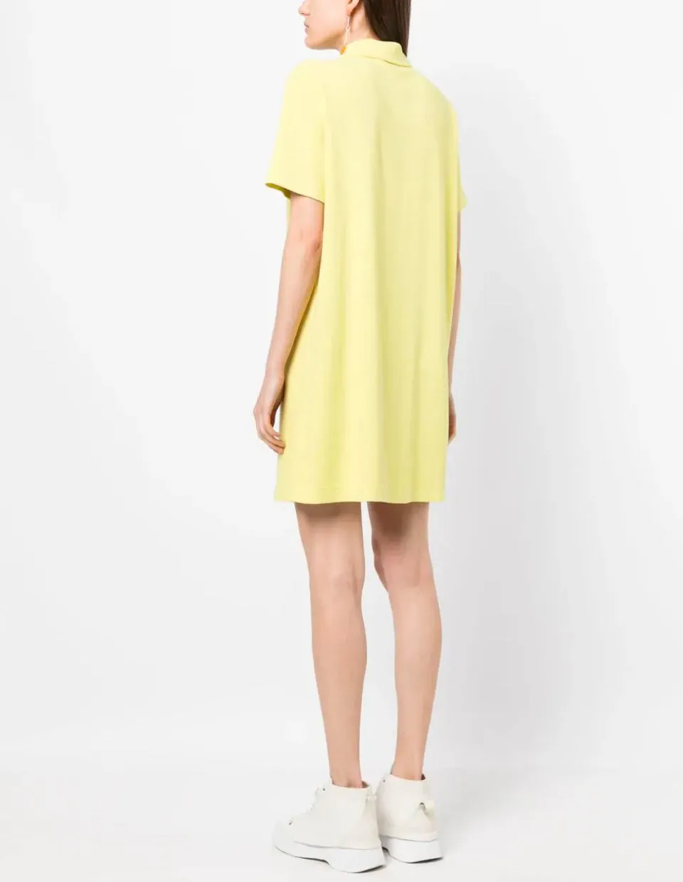 Tonal Fox Head Patch Polo Dress Lemon