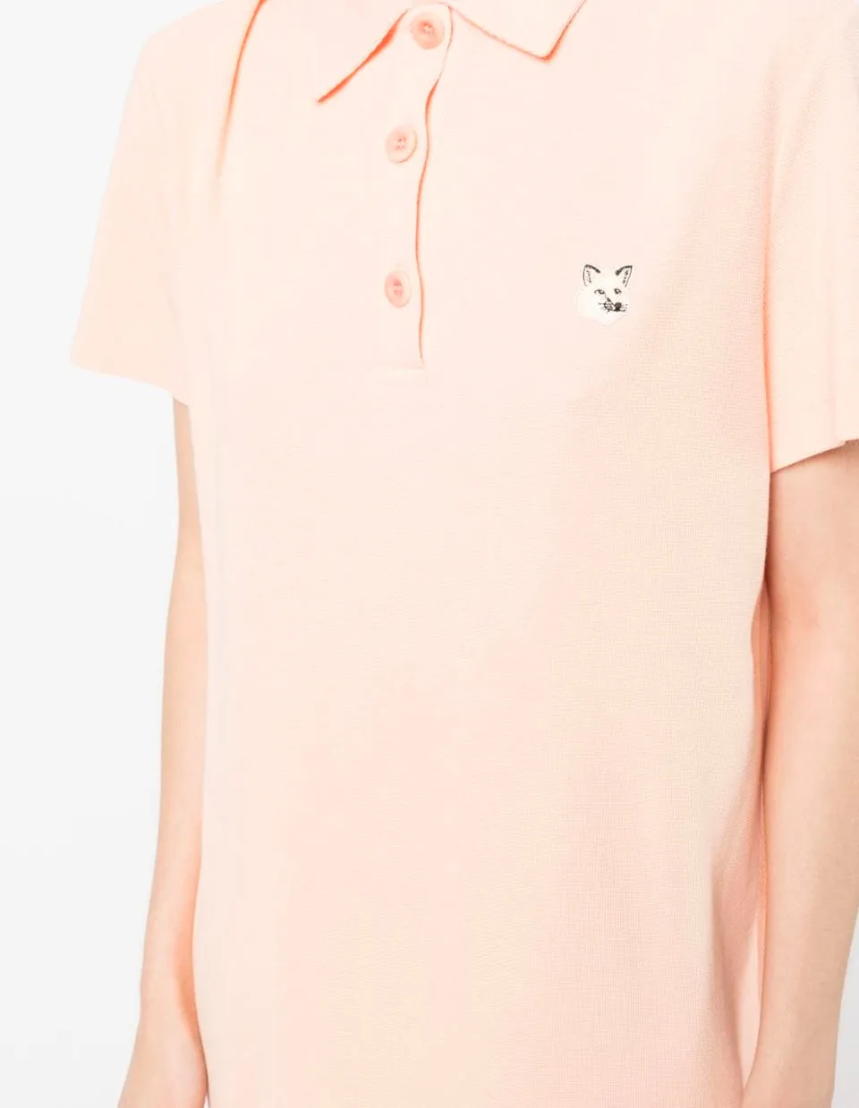Tonal Fox Head Patch Polo Dress Peach