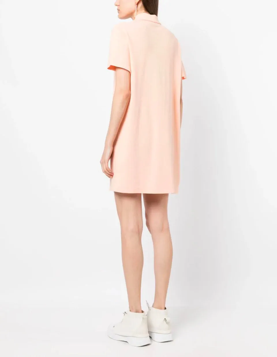 Tonal Fox Head Patch Polo Dress Peach