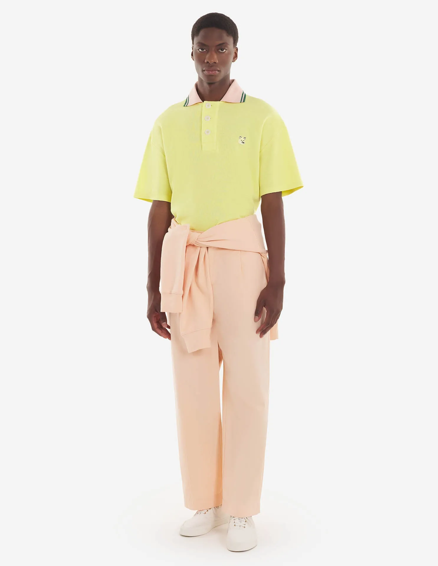 Tonal Fox Head Patch Polo Lemon
