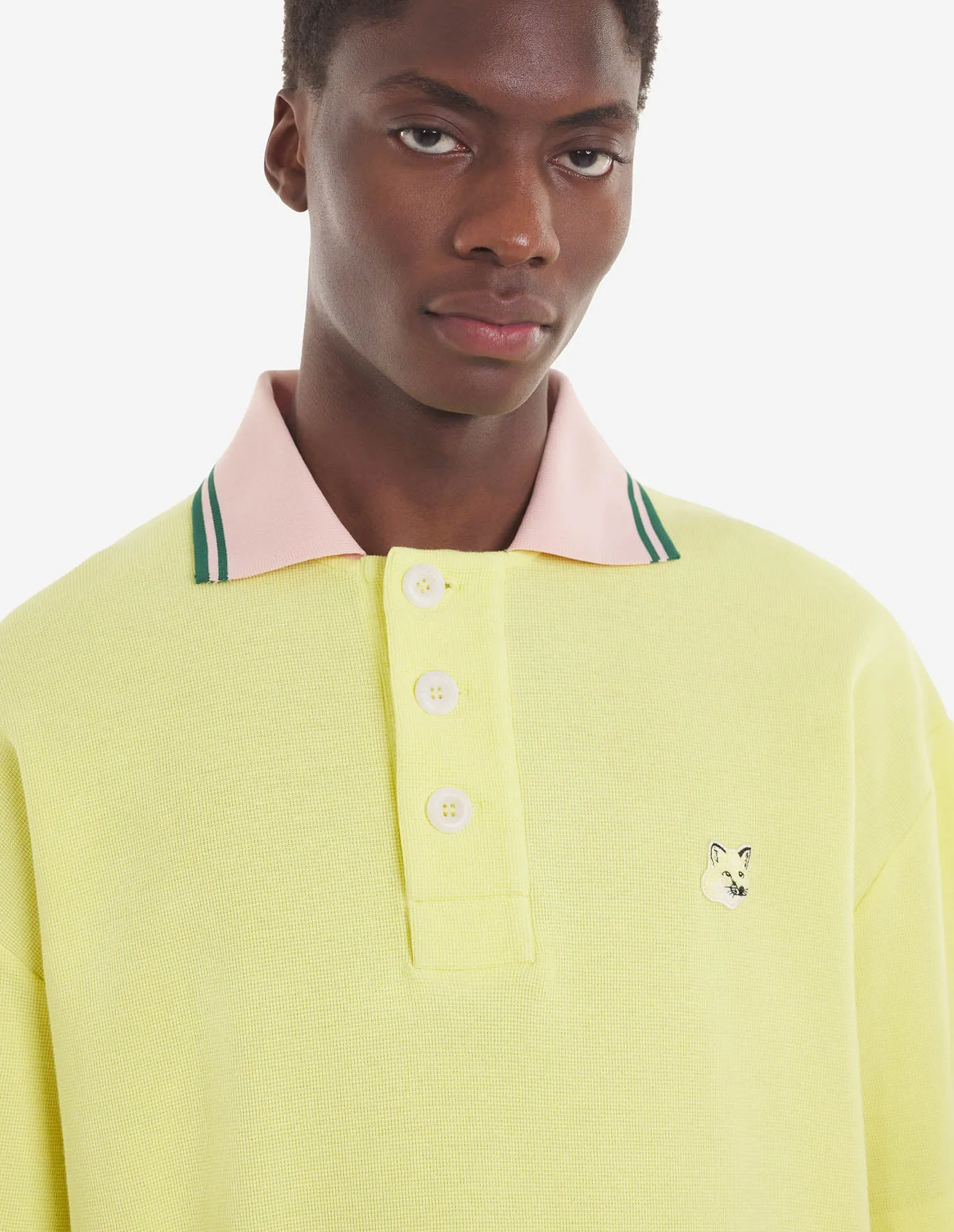 Tonal Fox Head Patch Polo Lemon