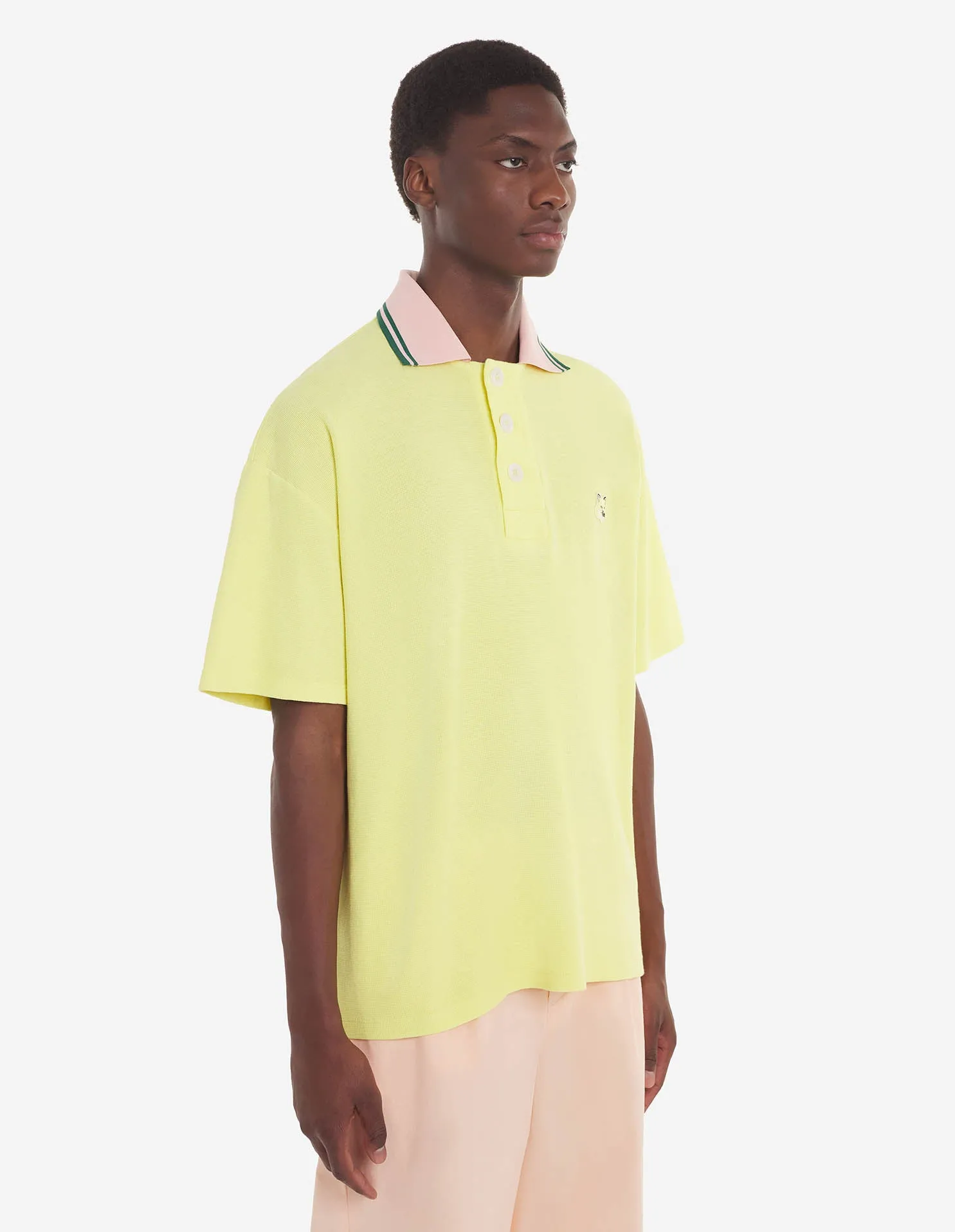 Tonal Fox Head Patch Polo Lemon
