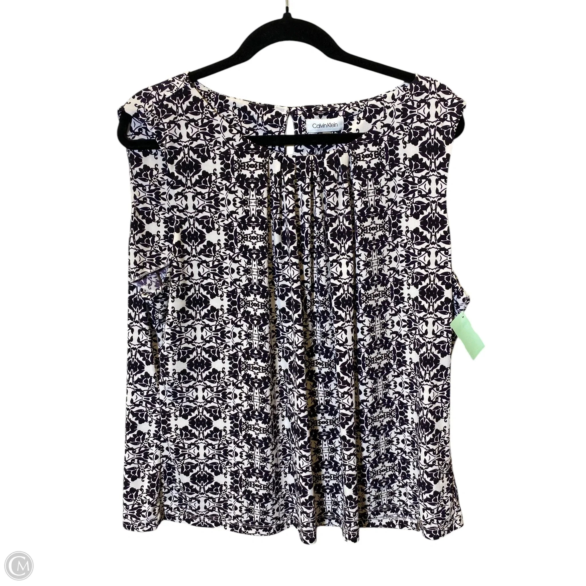Top Sleeveless By Calvin Klein In Black & White, Size: 2x