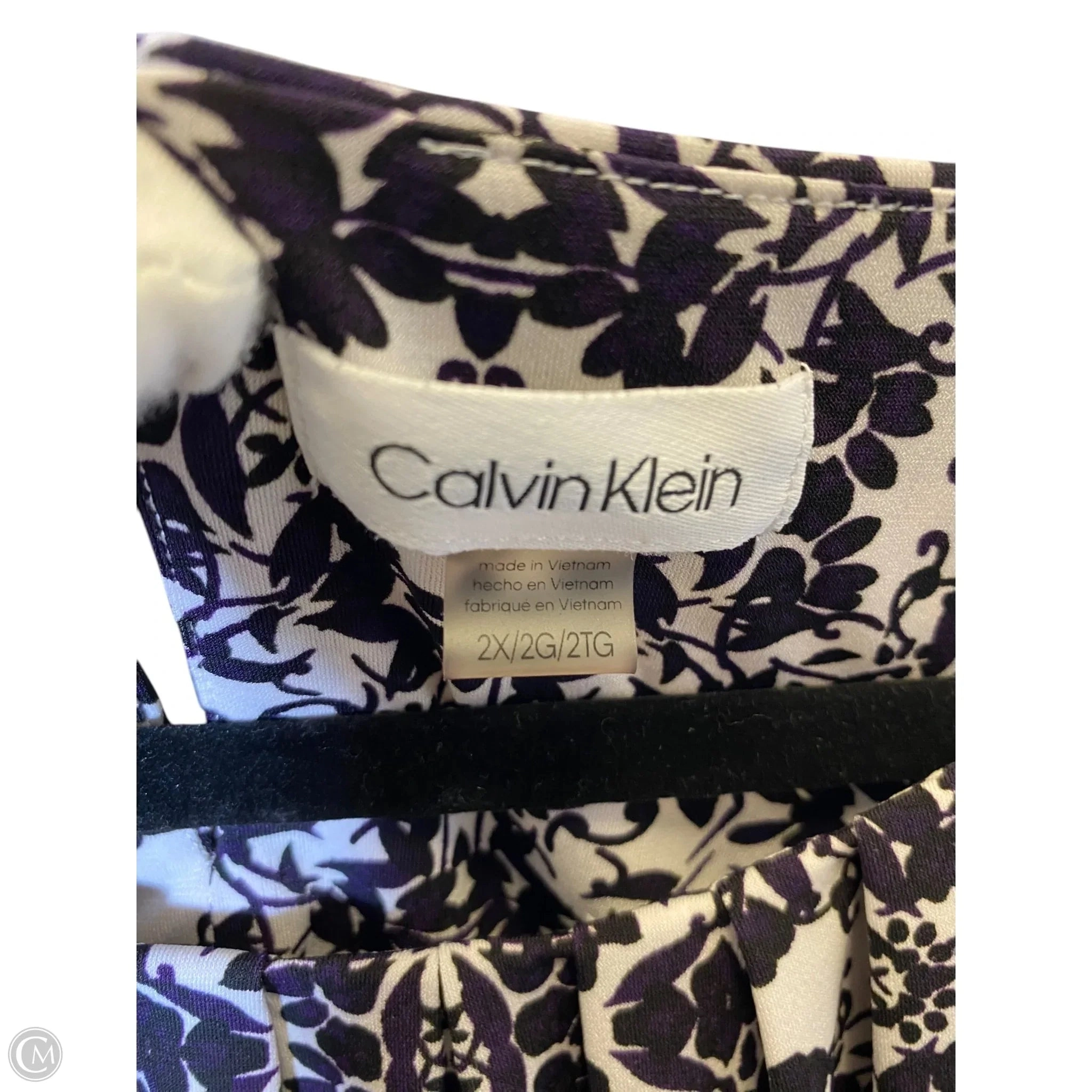 Top Sleeveless By Calvin Klein In Black & White, Size: 2x