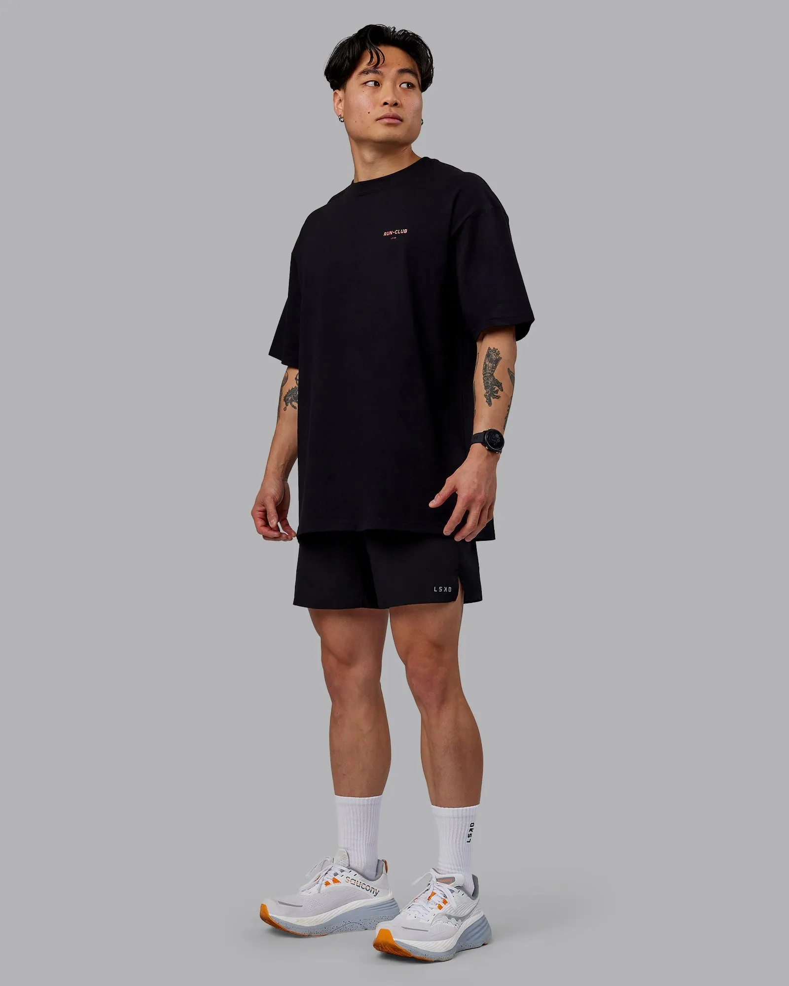 Unisex RUN CLUB FLXCotton Tee Oversize - Black-Cayenne