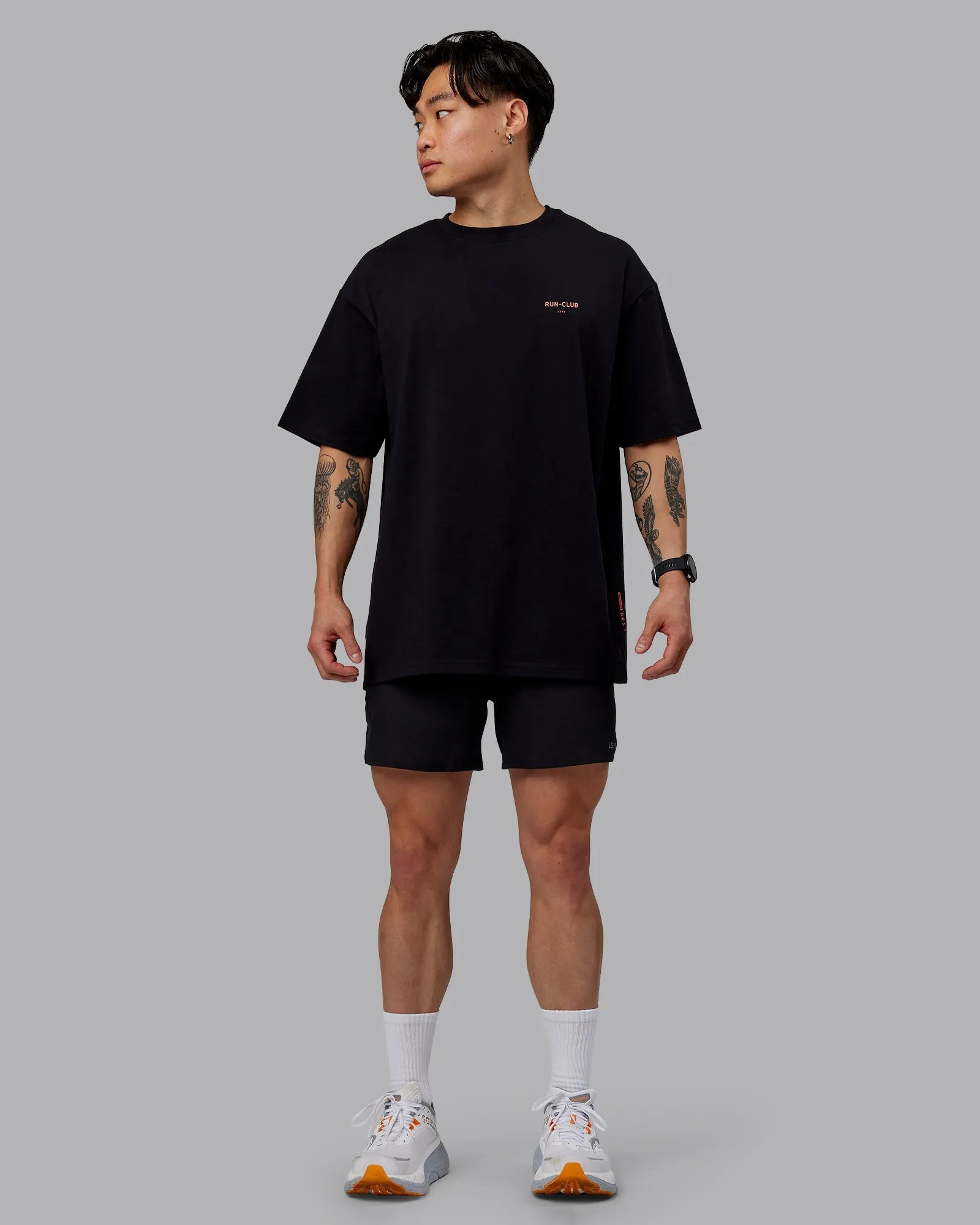 Unisex RUN CLUB FLXCotton Tee Oversize - Black-Cayenne