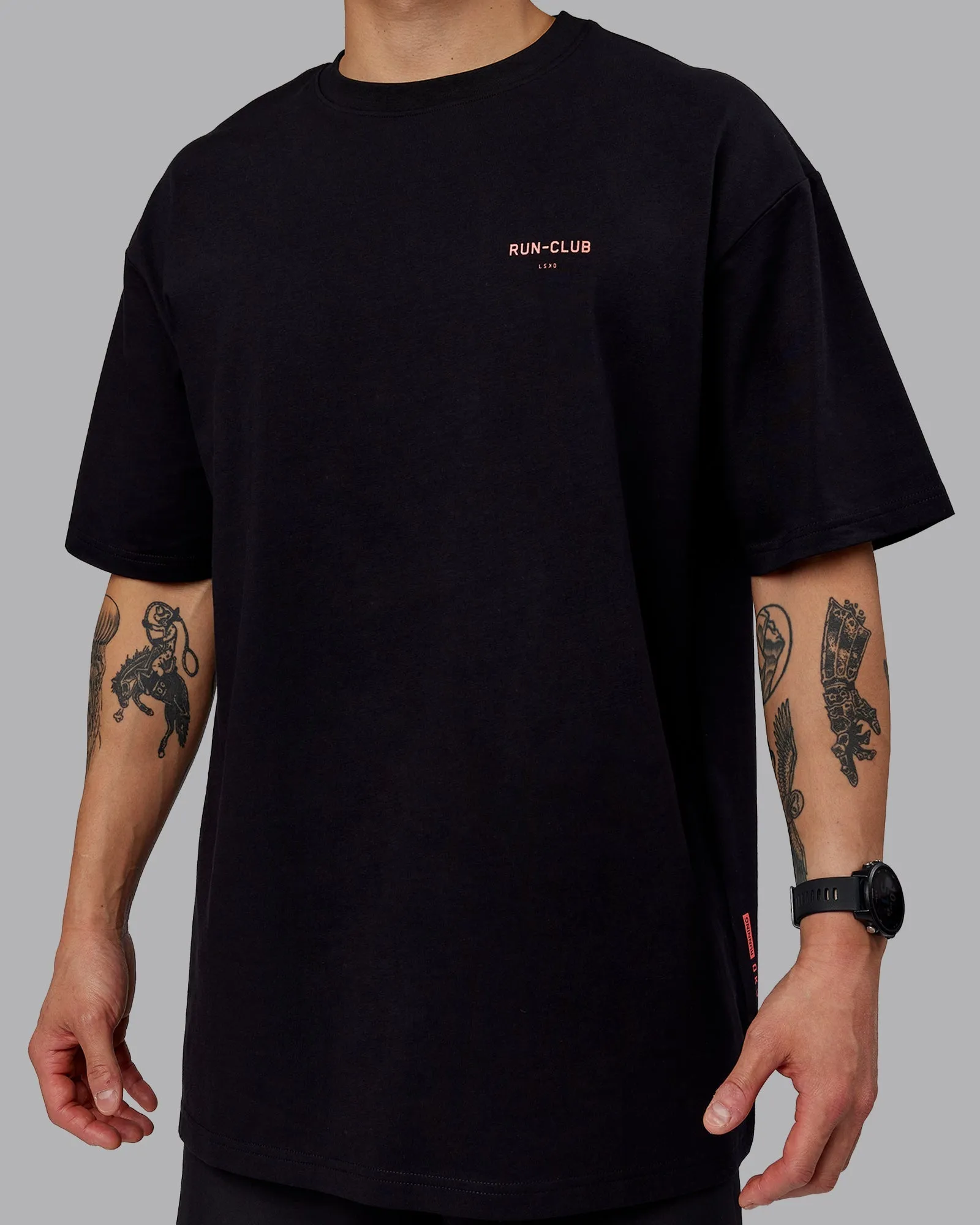 Unisex RUN CLUB FLXCotton Tee Oversize - Black-Cayenne