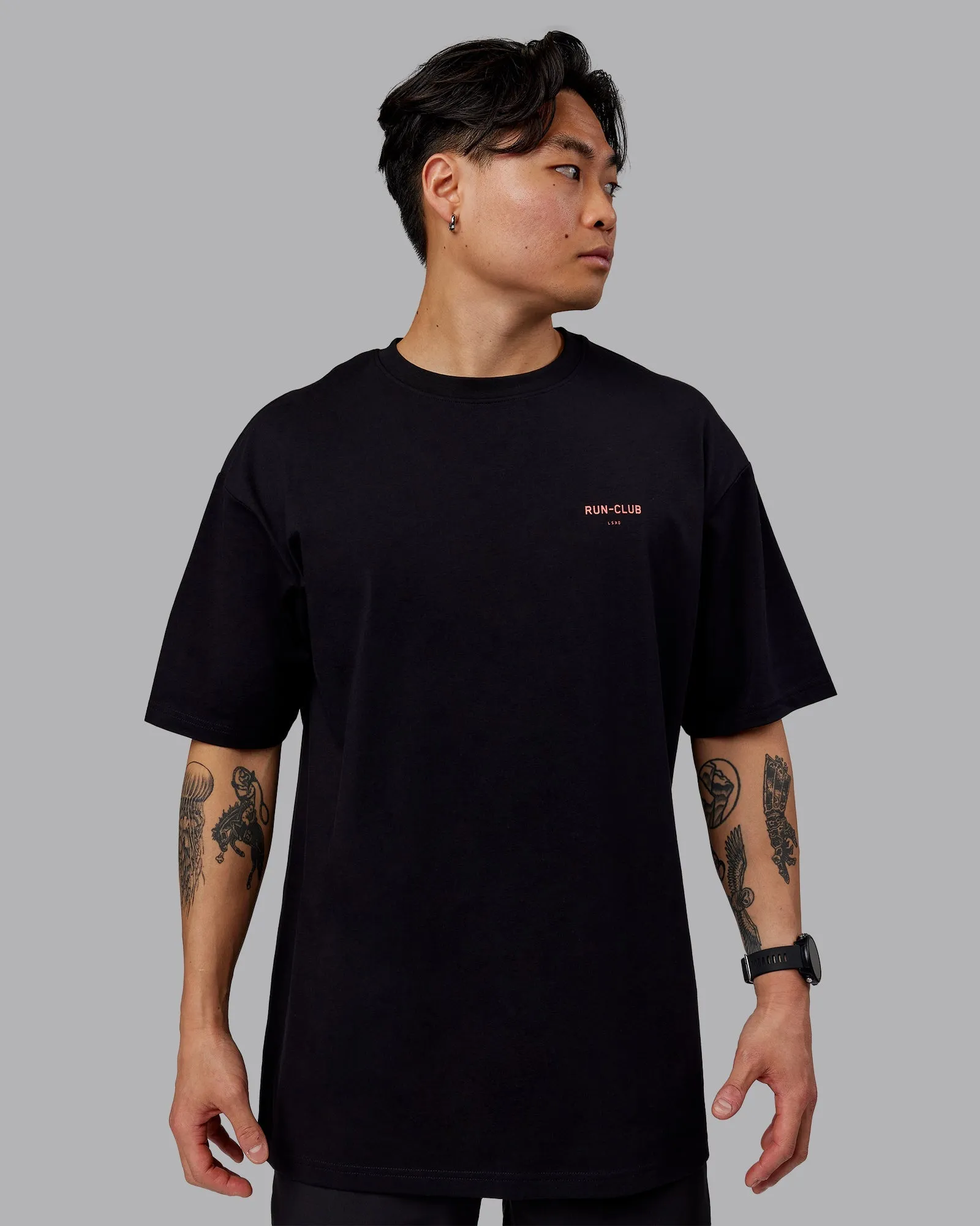 Unisex RUN CLUB FLXCotton Tee Oversize - Black-Cayenne